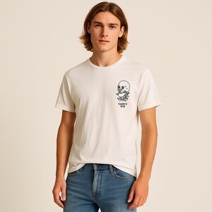 T-Bar x Cotton On White Skull Graphic Tee | Men’s Small